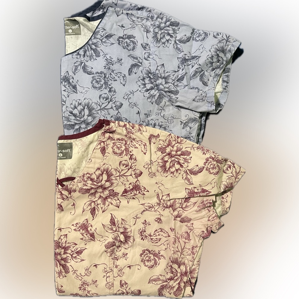 Butter-Soft Floral Top in Cream and Burgundy